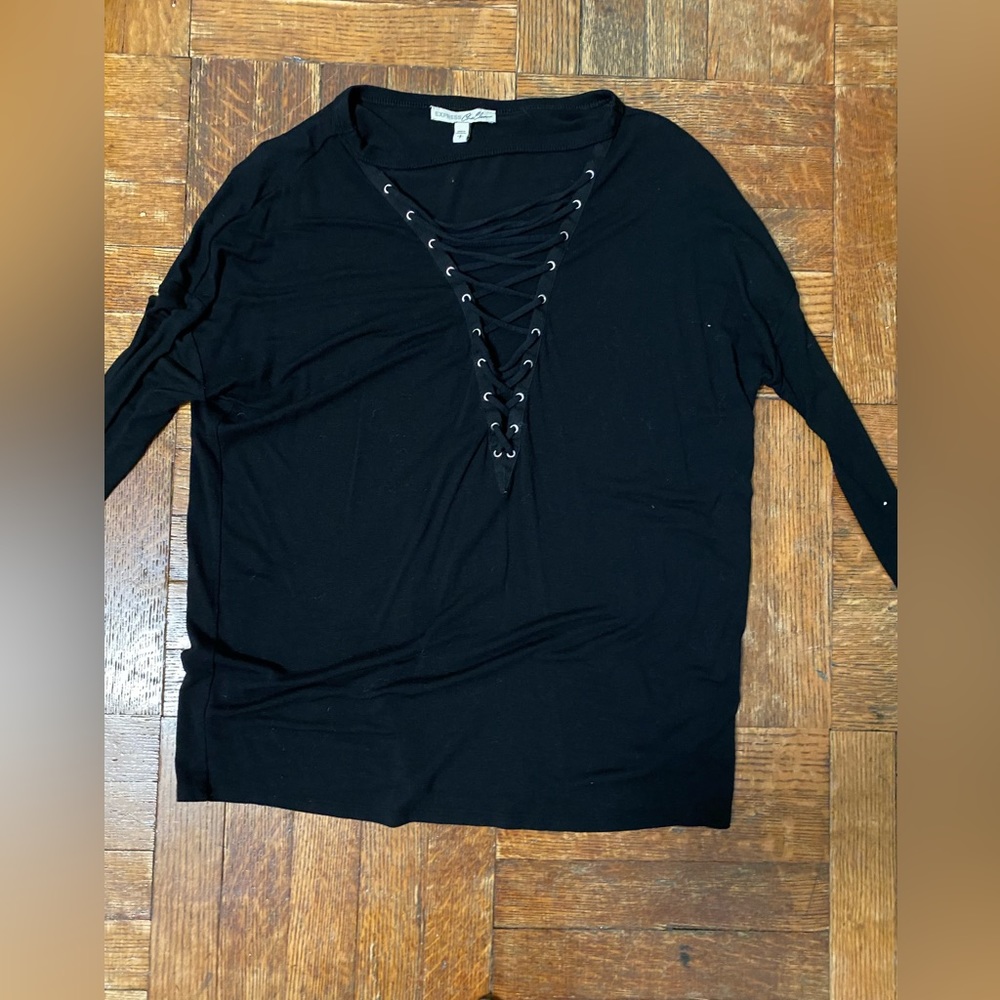 Express Long Sleeve Cut Out V-Neck
